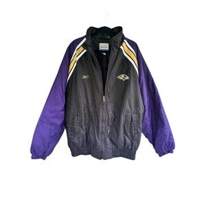Vtg 2004 Baltimore Ravens Reebok NFL Puffer Jacket Y2K Sideline Equipment (XL)